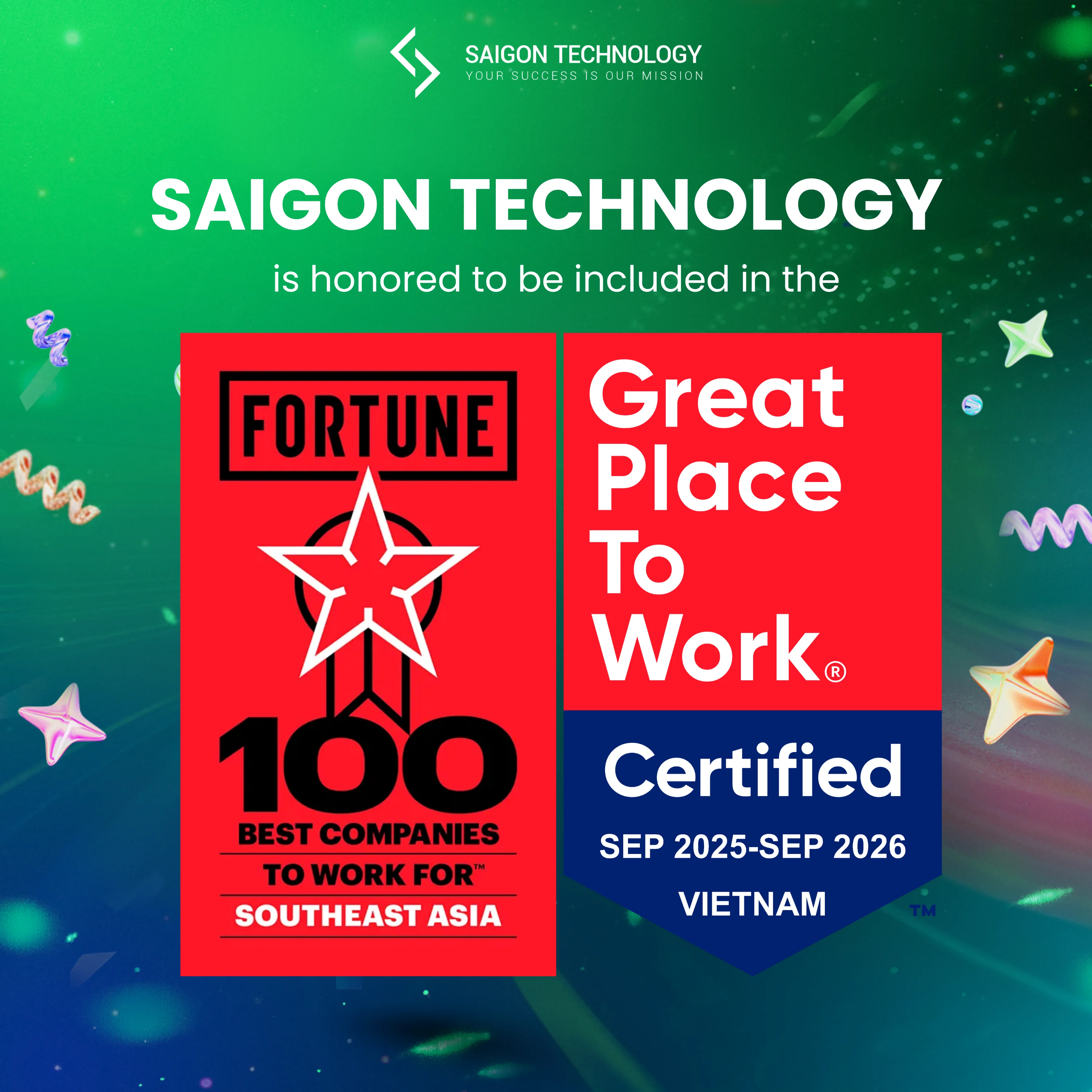 Saigon Technology khẳng định vị thế tại Đông Nam Á khi lọt top "Best Companies To Work For™ Southeast Asia 2025" do Tạp Chí Fortune bình chọn