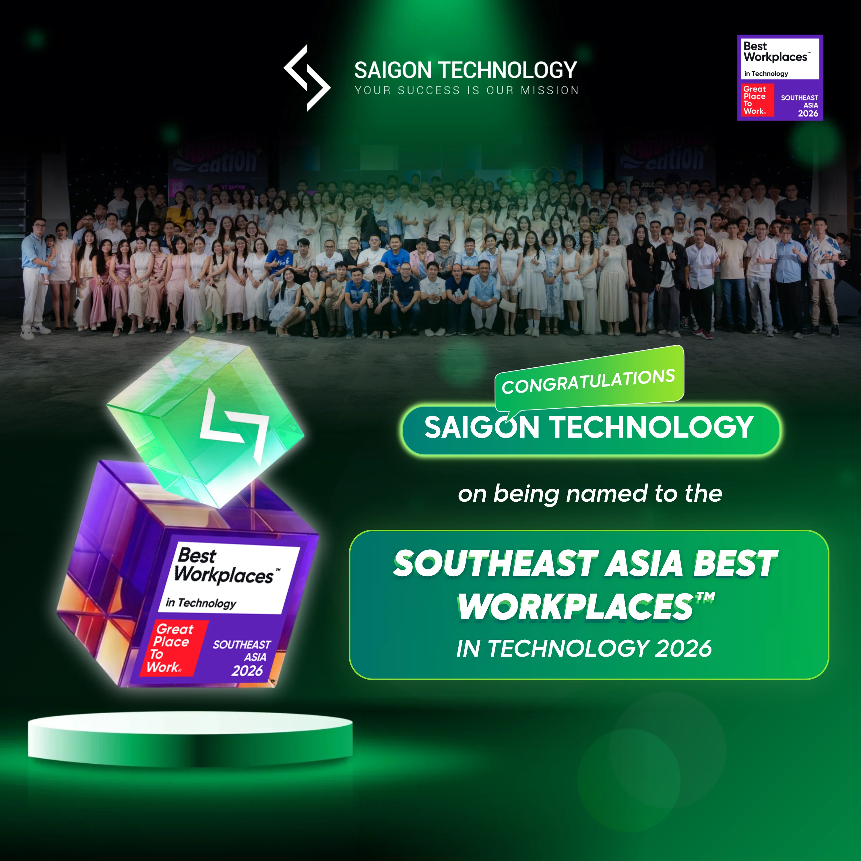 Saigon Technology xếp hạng #10 tại Southeast Asia Best Workplaces™ in Technology 2026